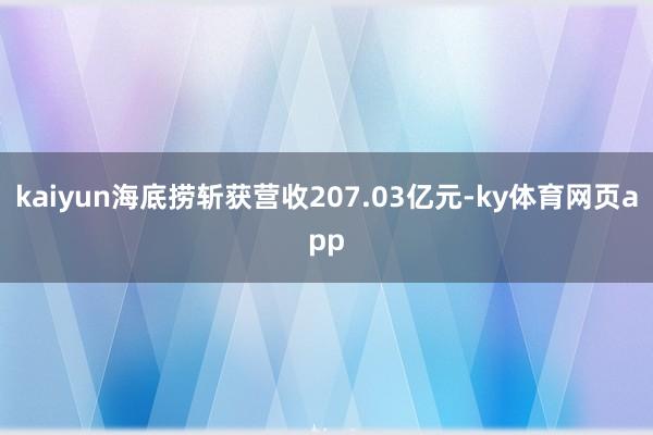 kaiyun海底捞斩获营收207.03亿元-ky体育网页app