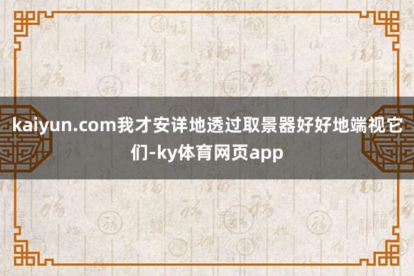 kaiyun.com我才安详地透过取景器好好地端视它们-ky体育网页app