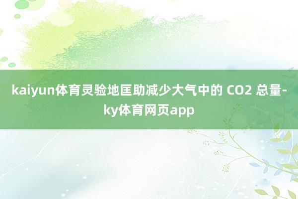 kaiyun体育灵验地匡助减少大气中的 CO2 总量-ky体育网页app